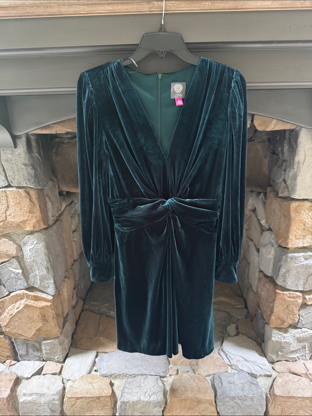 Vince Camuto Hunter Velvet Twist-Front Long Sleeve Dress